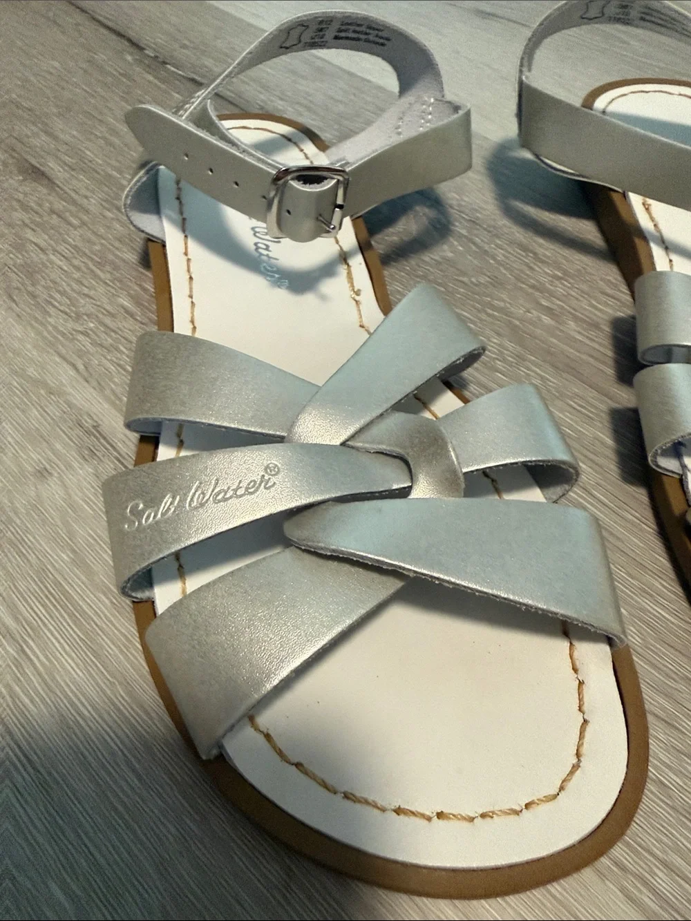 Salt Water Girls' Metallic Silver Cross-Strap Sandals